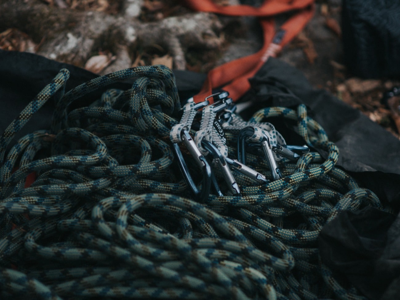 Climbing ropes close up